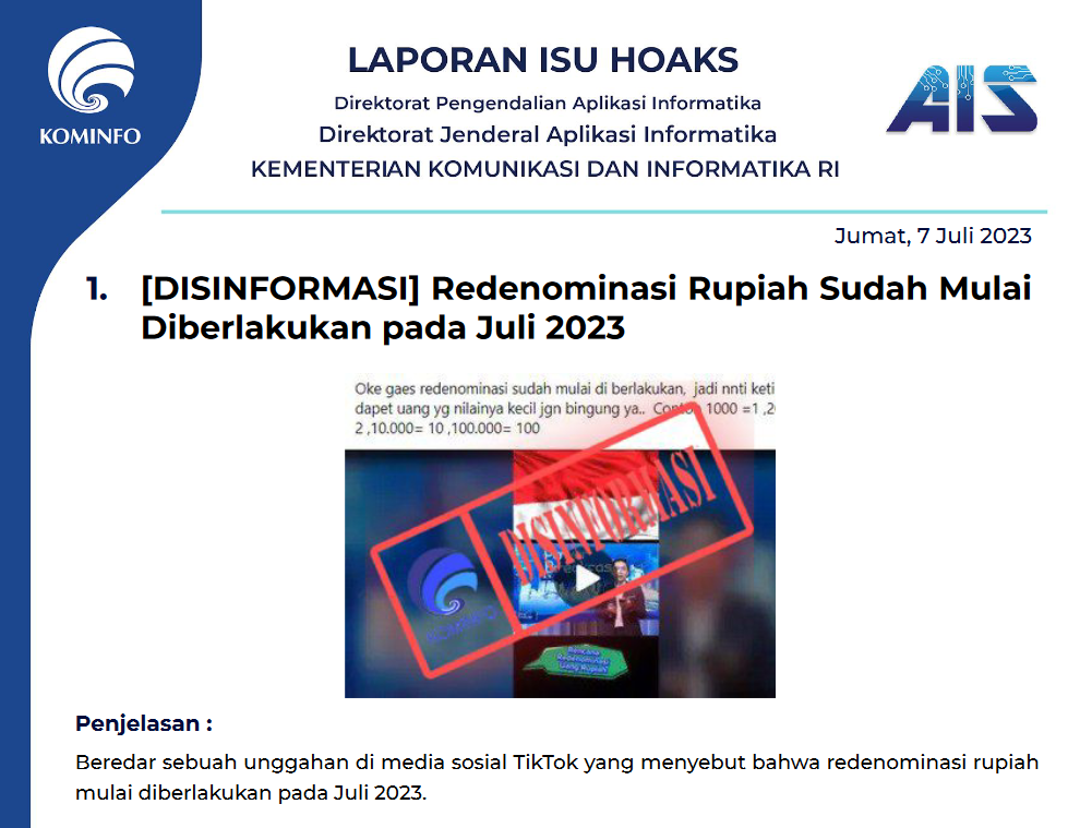 Isu Hoaks 7 Juli 2023