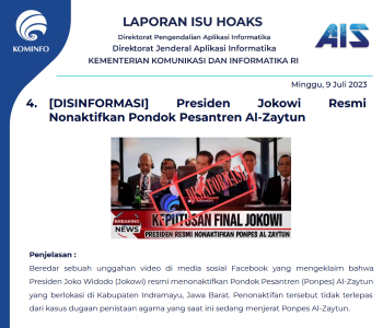 Isu Hoaks 9 Juli 2023