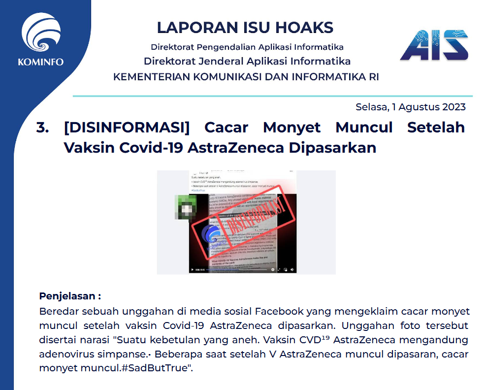 Isu Hoaks 1 Agustus 2023