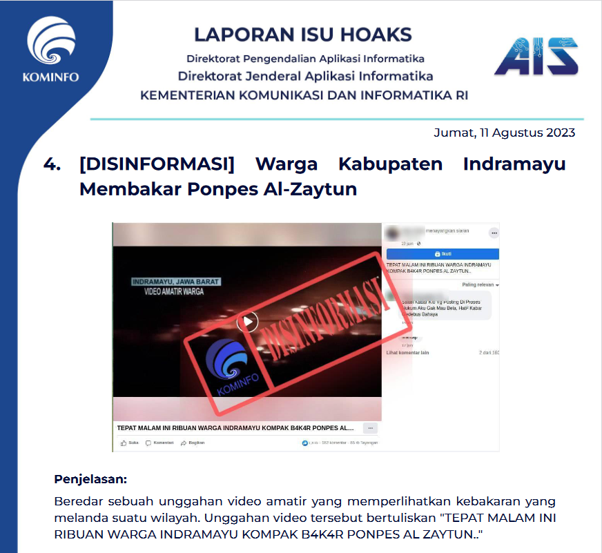 Isu Hoaks 11 Agustus 2023