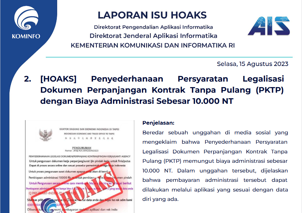 Isu Hoaks 15 Agustus 2023