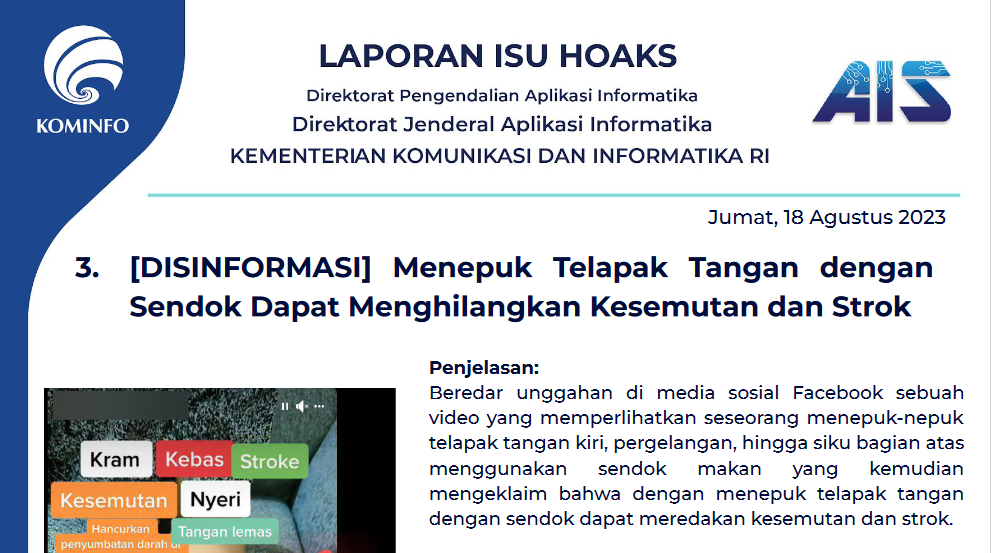 Isu Hoaks 18 Agustus 2023