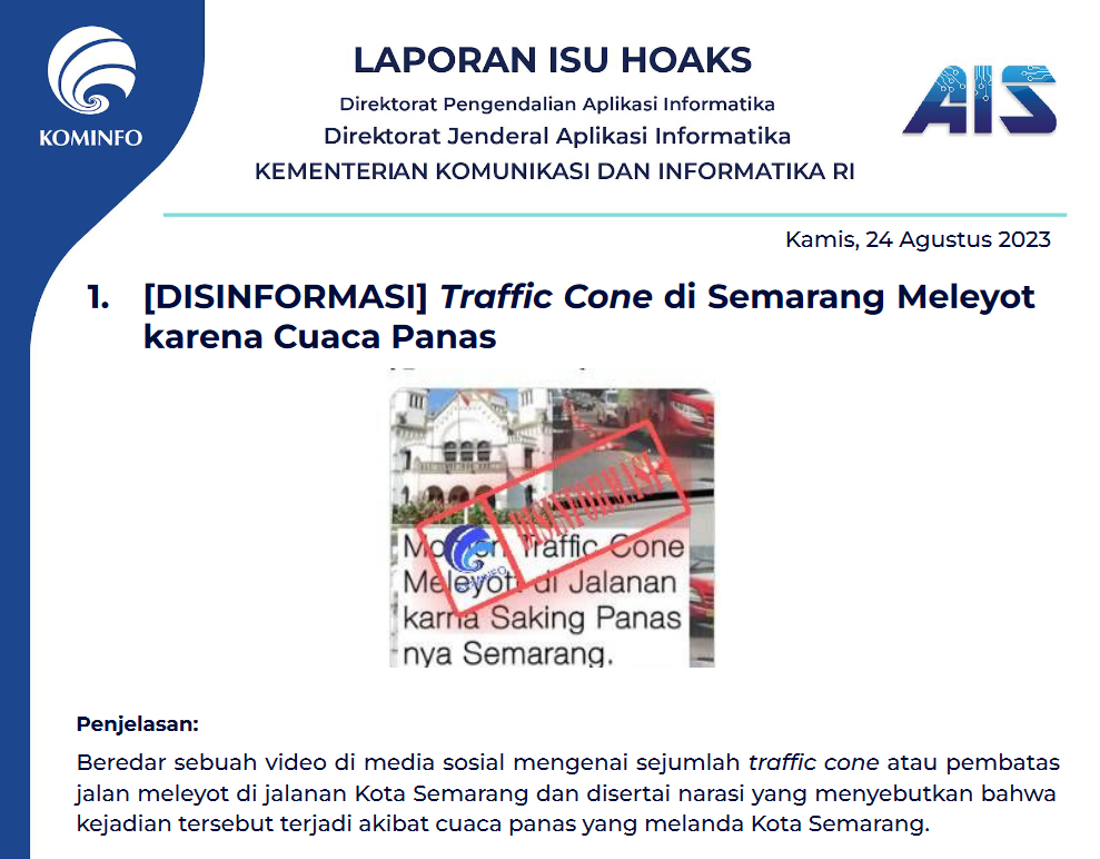 Isu Hoaks 24 Agustus 2023