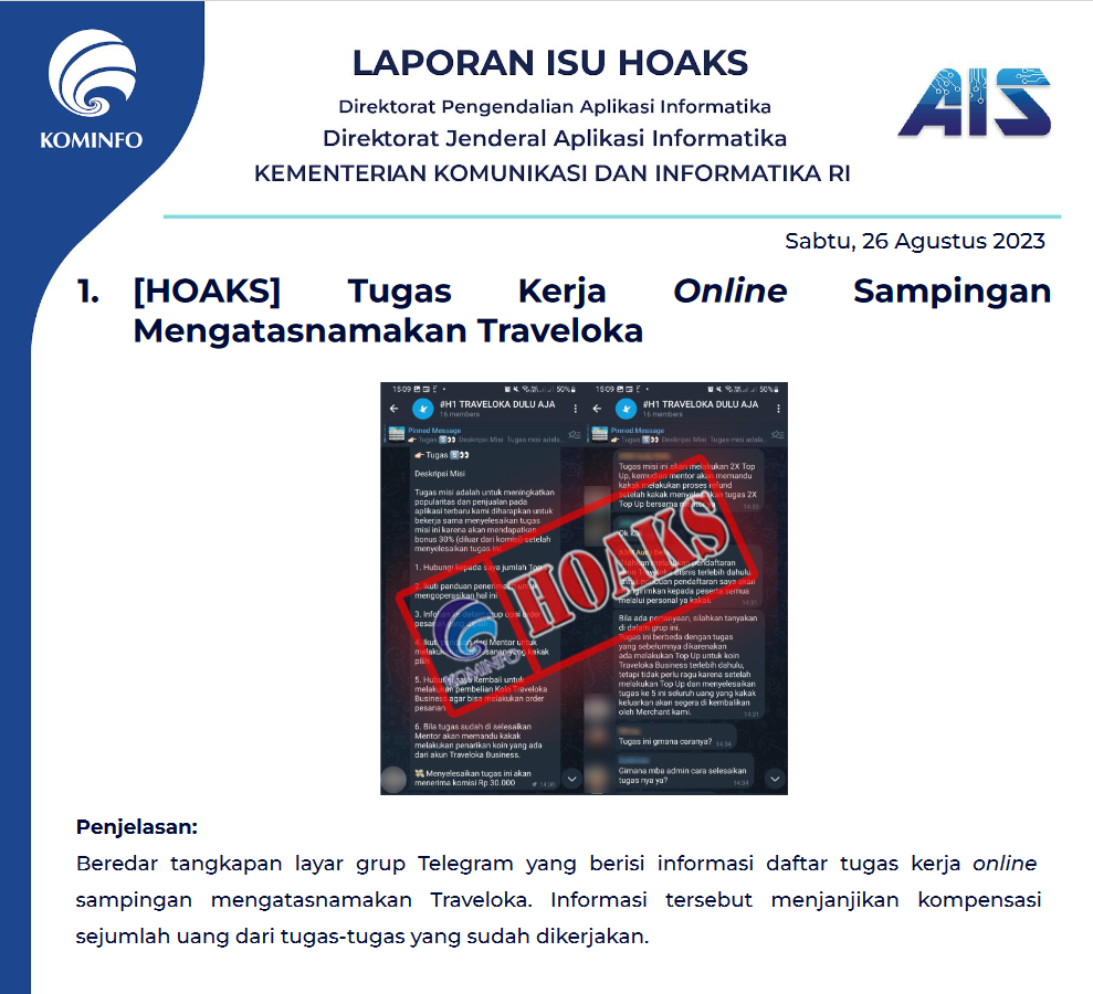 Isu Hoaks 26 Agustus 2023