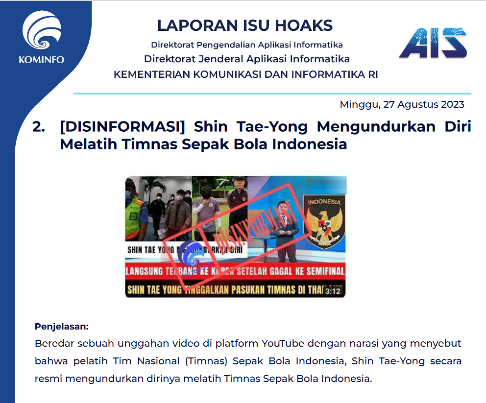 Isu Hoaks 27 Agustus 2023
