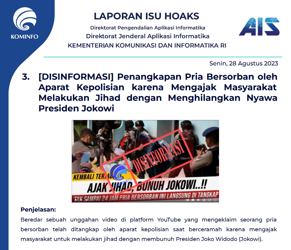 Isu Hoaks 28 Agustus 2023