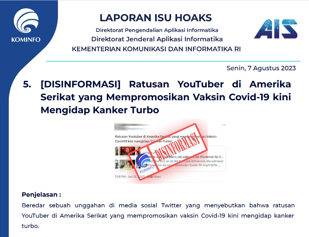 Isu Hoaks 7 Agustus 2023