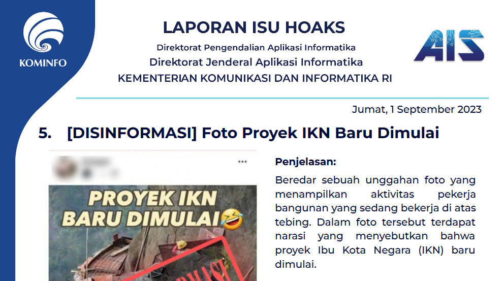 Isu Hoaks 1 September 2023