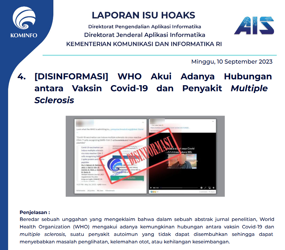 Isu Hoaks 10 September 2023