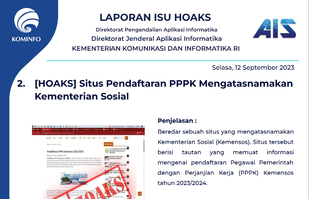 Isu Hoaks 12 September 2023
