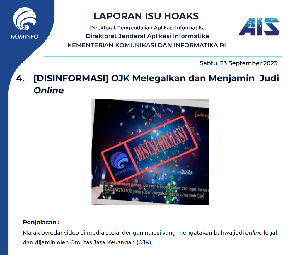 Isu Hoaks 23 September 2023