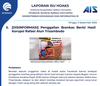 Isu Hoaks 3 September 2023