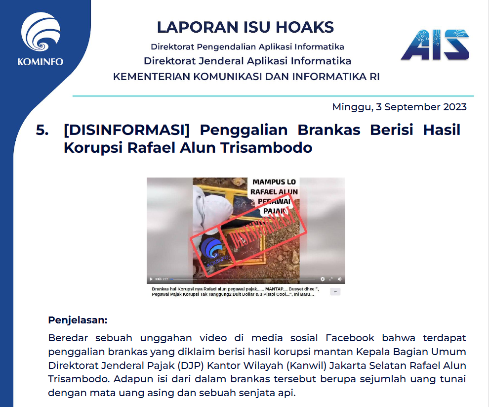 Isu Hoaks 3 September 2023