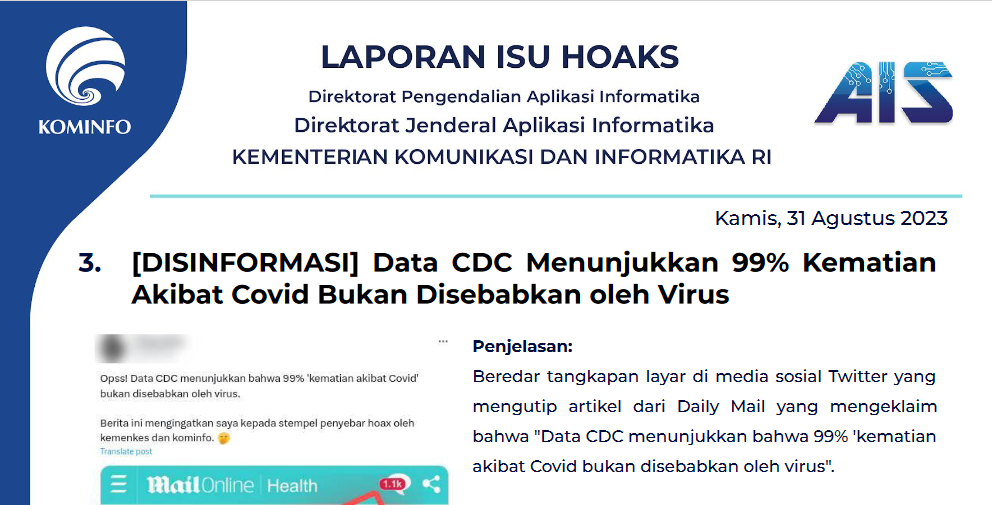 Isu Hoaks 31 Agustus 2023