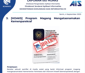 Isu Hoaks 4 September 2023