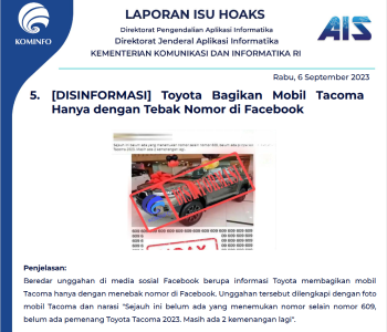 Isu Hoaks 6 September 2023