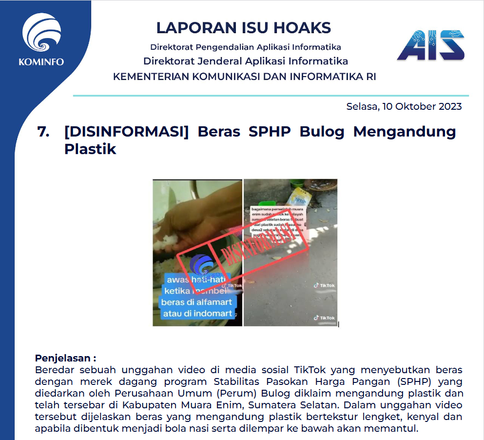 Isu Hoaks 10 Oktober 2023