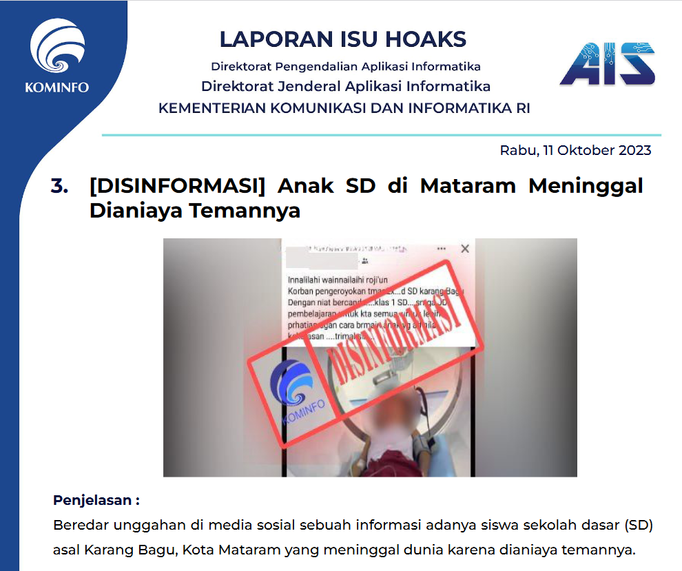 Isu Hoaks 11 Oktober 2023