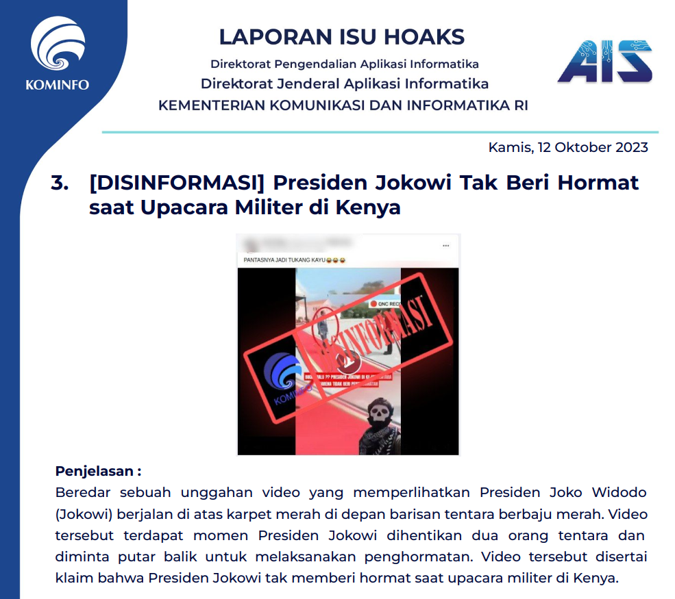 Isu Hoaks 12 Oktober 2023