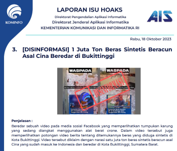 Isu Hoaks 18 Oktober 2023