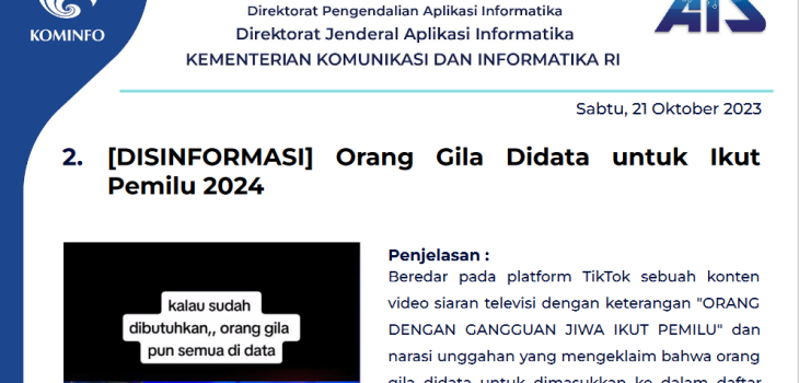 Isu Hoaks 21 Oktober 2023