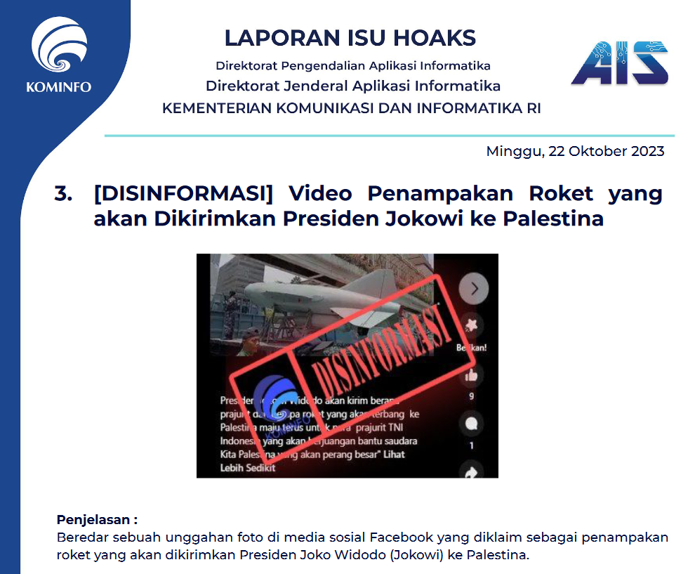 Isu Hoaks 22 Oktober 2023