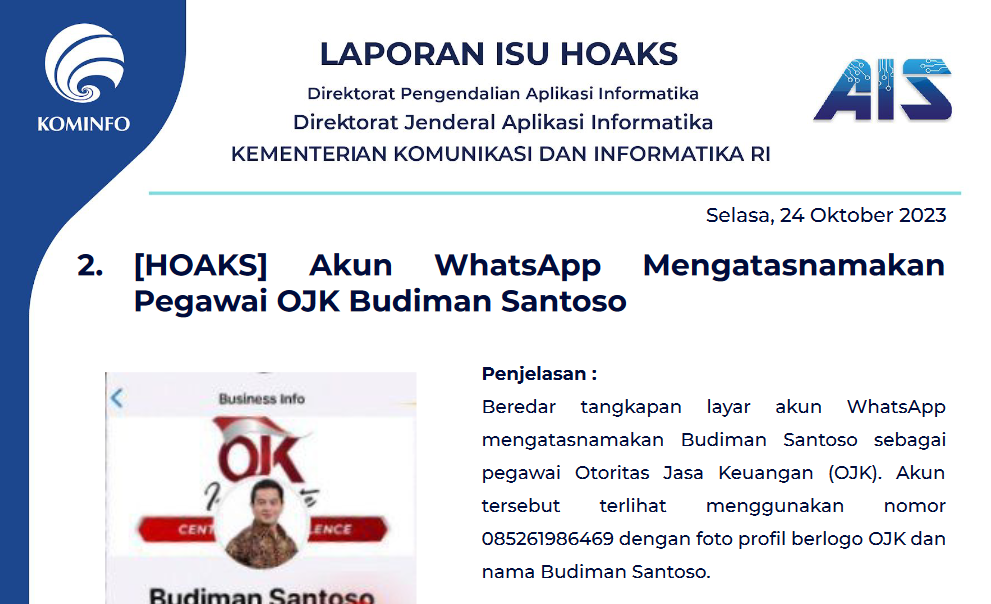Isu Hoaks 24 Oktober 2023