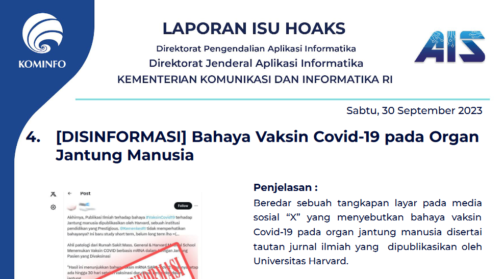 Isu Hoaks 30 September 2023