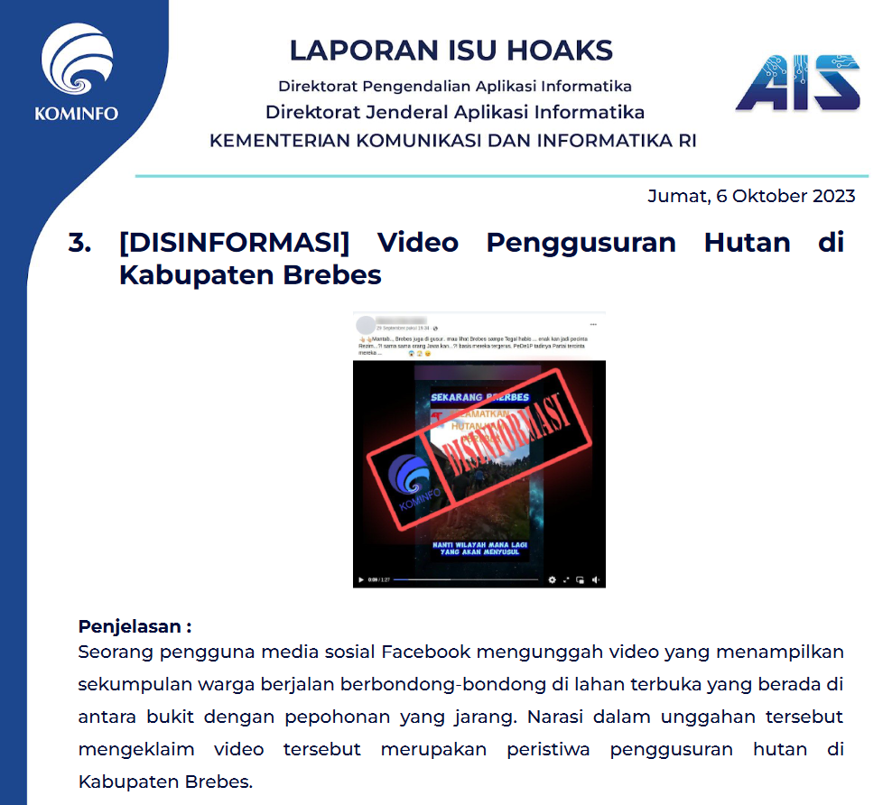Isu Hoaks 6 Oktober 2023