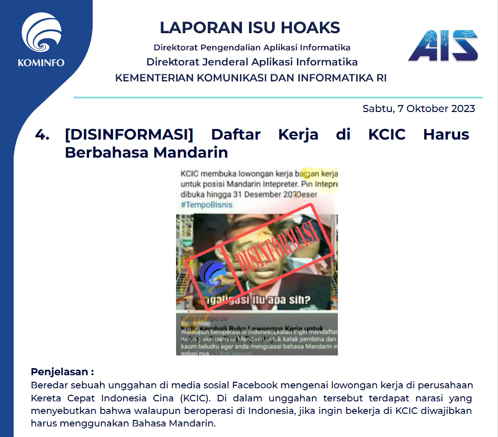 Isu Hoaks 7 Oktober 2023