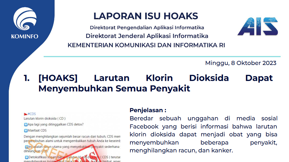 Isu Hoaks 8 Oktober 2023