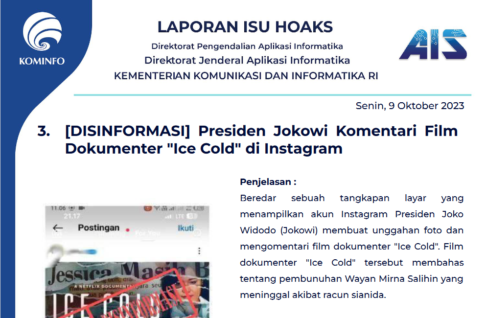 Isu Hoaks 9 Oktober 2023