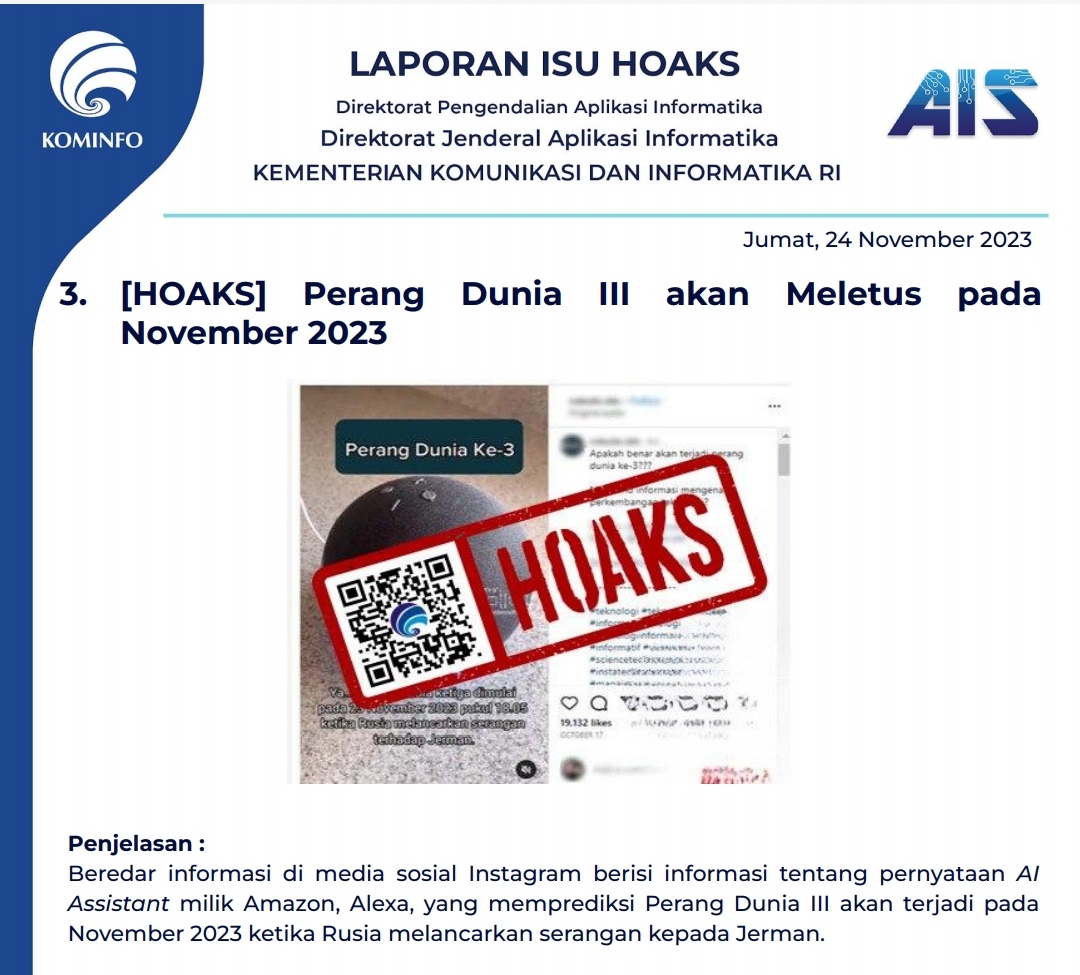Isu Hoaks 24 November 2023