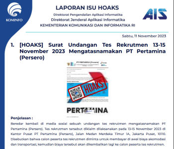 Isu Hoaks 11 November 2023