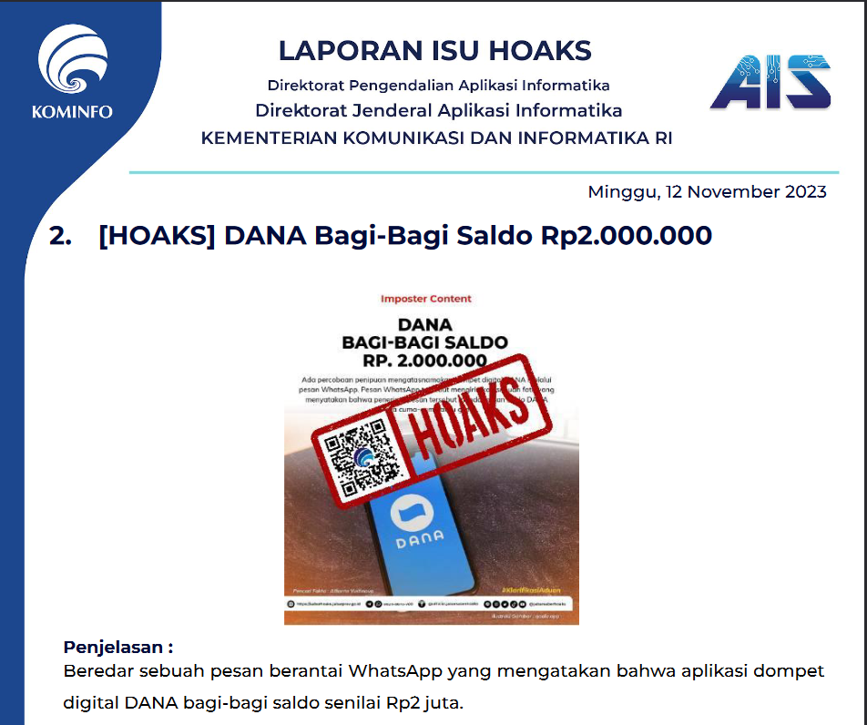 Isu Hoaks 12 November 2023