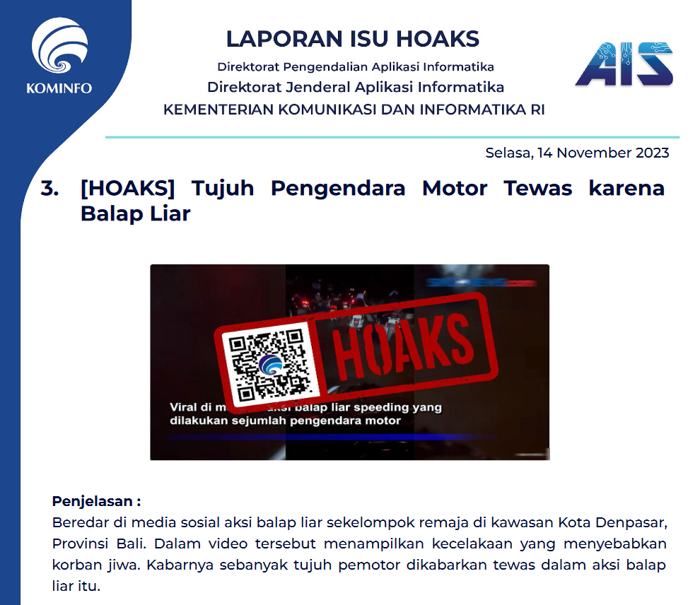 Isu Hoaks 14 November 2023