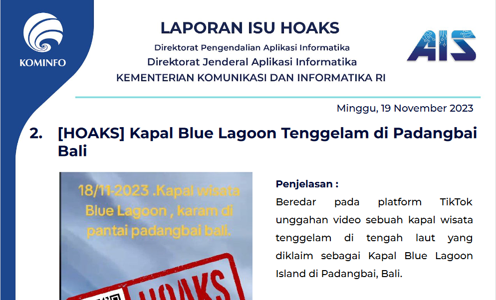 Isu Hoaks 19 November 2023