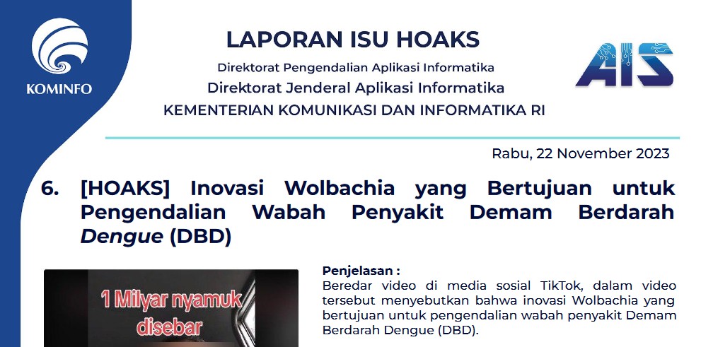 Isu Hoaks 22 November 2023