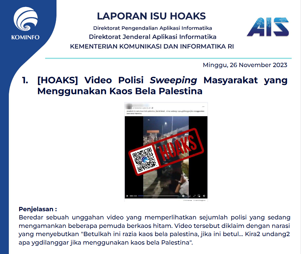 Isu Hoaks 26 November 2023