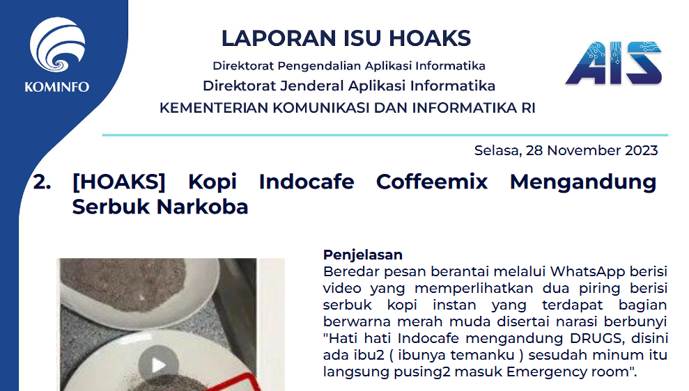 Isu Hoaks 28 November 2023