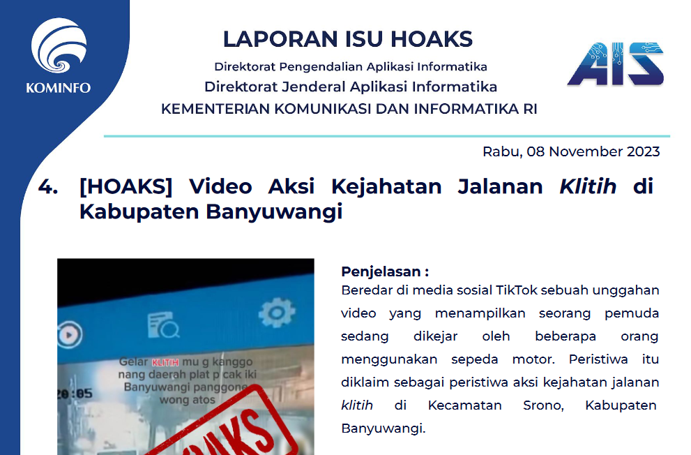 Isu Hoaks 8 November 2023