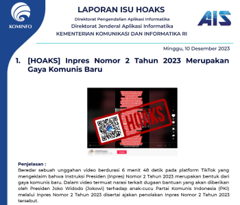 Isu Hoaks 10 Desember 2023