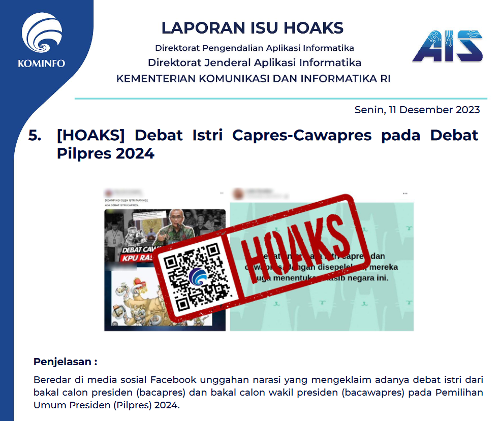 Isu Hoaks 11 Desember 2023