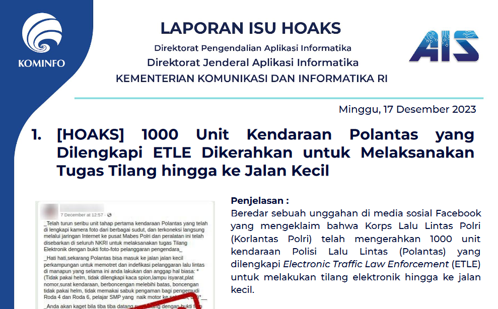 Isu Hoaks 17 Desember 2023