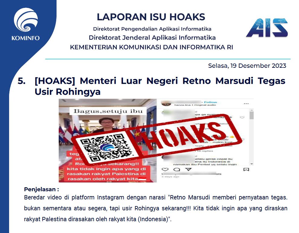 Isu Hoaks 19 Desember 2023