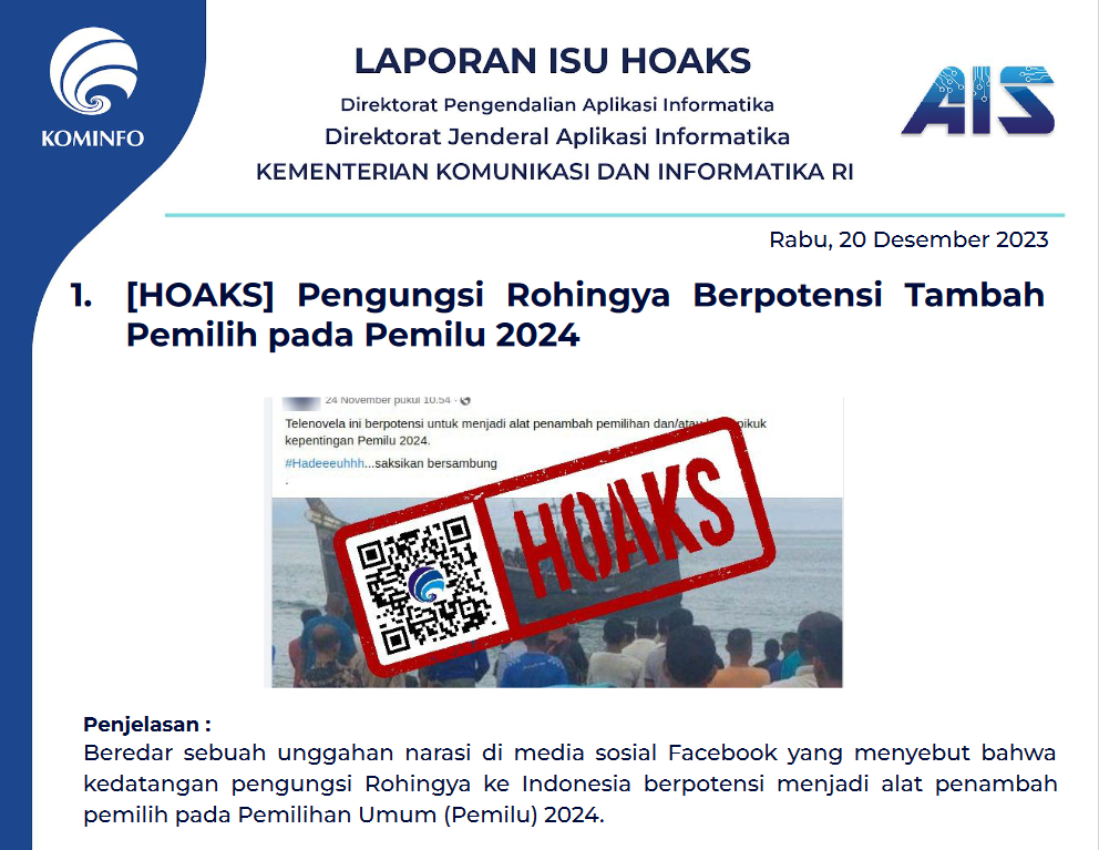 Isu Hoaks 20 Desember 2023