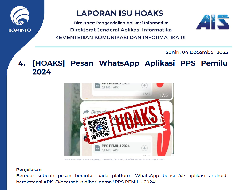 Isu Hoaks 4 Desember 2023