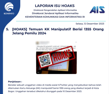 Isu Hoaks & Disinformasi 12 Desember 2023