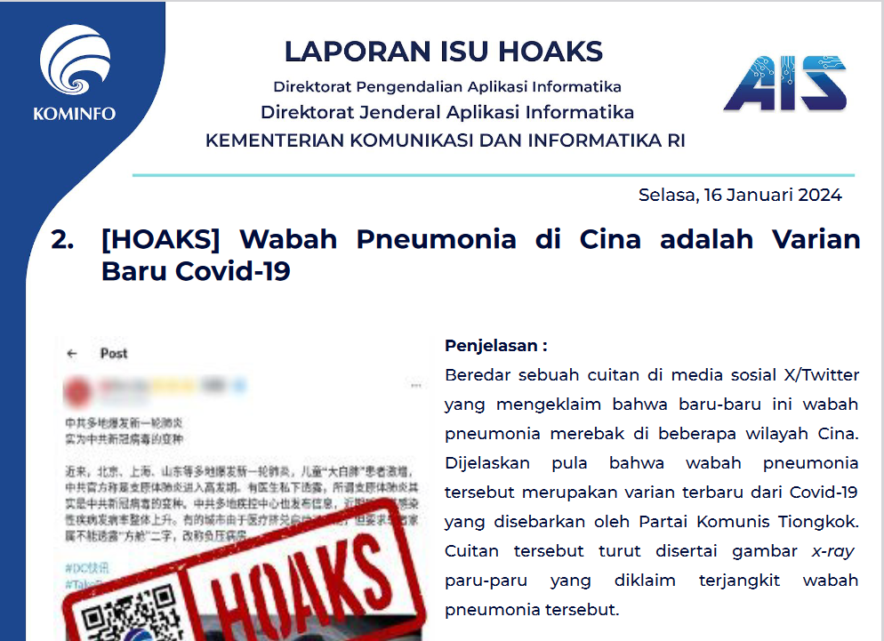 Isu Hoaks 16 Januari 2024