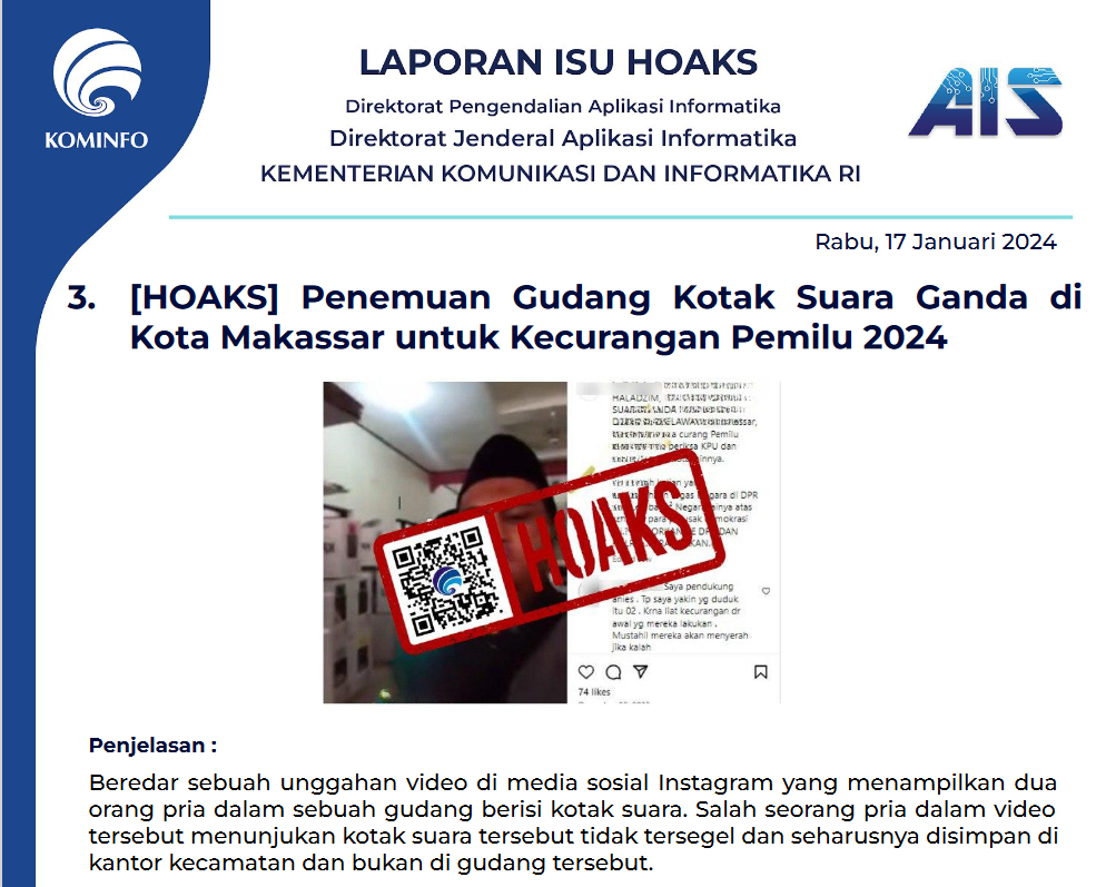 Isu Hoaks 17 Januari 2024